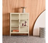 sweeek Steel & Tempered Glass Display Cabinet 2 Doors in Beige swe eige