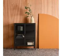 sweeek Steel & Tempered Glass Display Cabinet 2 Doors in Black swe lack