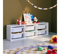 Sweeek - Storage Unit For Children 6 Plastic Boxes Sora White 97.5X21X29.4 Cm