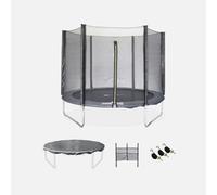 Sweeek. Trampoline 250 Cm Grey With Safety Net Tarpaulin Shoe Net Anchoring Kit