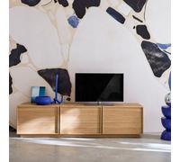 Sweeek - Wood Decor Tv Stand With 3 Natural Doors 180 Cm L 180 X D 43 X H 45 Cm - Kuba