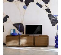 Sweeek - Wood Decor Tv Stand With 3 Walnut Doors 180Cm L 180 X D 43 X H 45Cm - Kuba