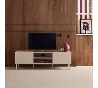 sweeek TV stand metal with wood decor 2 doors 140 cm in Beige swe eige