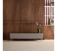 Sweeek - Tv Stand Metal With Wood Decor 4 Doors 180 Cm Grey And Walnut - Ashton