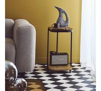 sweeek Vintage Black Metal Side Tables With Glass Tops in Light Brown sweeek Light Brown