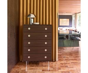 sweeek Vintage chest of drawers with wood decor & stainless steel, 5 in Dark Brown swe ark Brown