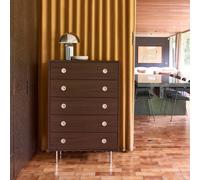 sweeek Vintage chest of drawers with wood decor & stainless steel, 5 in Dark Brown swe ark Brown