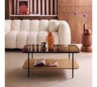 Sweeek - Vintage Coffee Table With Black Metal And Wood Effect, Smooky, Natural, 120X64X45 Cm