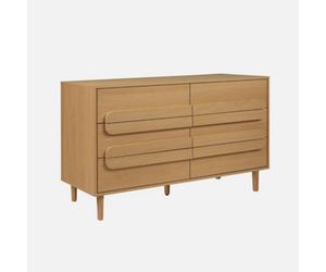Sweeek - Vintage Oak Wood Effect 6 Drawer Chest Juliana 120X40X75 Cm