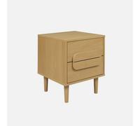 Sweeek - Vintage Oak Wood Effect Bedside Table With 2 Drawers Juliana 40X40X50 Cm