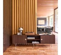 sweeek Vintage TV stand with wood decor & stainless steel, 2 doors 180cm in Dark Brown swe ark Brown