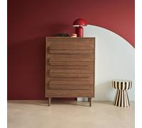 Sweeek - Vintage Walnut Wood Effect 5 Drawer Chest, Juliana 80X40X113 Cm