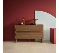 Sweeek - Vintage Walnut Wood Effect 6 Drawer Chest Juliana 120X40X75 Cm