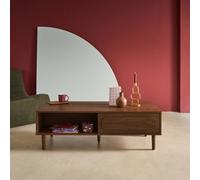 Sweeek - Vintage Walnut Wood Effect Coffee Table With 1 Drawer Juliana 120X55X38 Cm