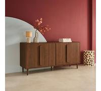 Sweeek - Vintage Walnut Wood Effect Sideboard With 4 Doors, Juliana 160X45X75 Cm