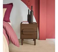 sweeek Vintage wood effect bedside table with 2 drawers in Dark Brown sweeek Dark Brown