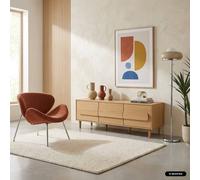 sweeek Vintage wood effect TV stand with 3 doors 150 cm in Brown swe rown