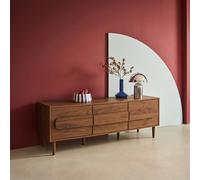 sweeek Vintage wood effect TV stand with 3 doors 150 cm in Dark Brown swe ark Brown