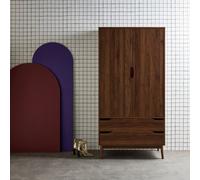 Sweeek - Vintage Wooden Wardrobe With 2 Doors 2 Drawers 1 Rod