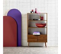 sweeek Walnut-effect Bookshelf 2 Doors 3 Levels in Walnut sweeek Walnut