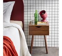 Sweeek - Walnut-Stained Wood Bedside Table 1 Drawer Nepal Walnut 39X39X55 Cm