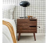 Sweeek - Walnut Wood-Effect Bedside Table Walnut Wood-Effect 50X40X55 Cm - Nepal
