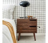 Sweeek - Walnut Wood-Effect Bedside Table Walnut Wood-Effect 50X40X55 Cm - Nepal