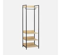 Sweeek - Wardrobe Module With 1 Wardrobe And 3 Shelves Clever Black 60X48X190 Cm
