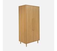 Sweeek - Wardrobe With Oak Wood Effect 2 Doors 1 Bar And 2 Shelves Juliana 80X55X180 Cm