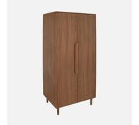 Sweeek - Wardrobe With Walnut Wood Effect 2 Doors 1 Bar And 2 Shelves Juliana 80X55X180 Cm