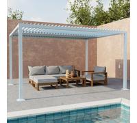 Sweeek - White Bioclimatic Pergola Aluminium And Steel 3X4M Adjustable Slats
