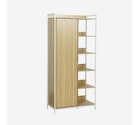 Sweeek - White Dressing Module With 1 Wardrobe 6 Shelves And 1 Door L 100 X D 48 X H 190 Cm