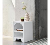 Sweeek - White Wood-Effect Bedside Table 2 Niches Thessa White 40X40X55 Cm