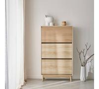 Wood 3-Door Shoe Cabinet Natural - Sweeek