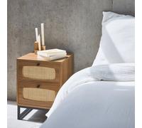Sweeek - Wood And Cane Bedside Table Retro Natural 40X40X52 Cm