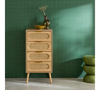 Sweeek - Wood And Cane Effect 4-Drawer Chest With Gilded Metal Handle Natural Colour - W 48 X D 39.5 X H 96 Cm Eva Sweeek
