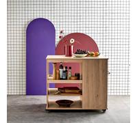 Wood Decor Kitchen Island With Wine Rack L100Cm Natural - Sweeek
