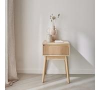 Sweeek - Wood Decor One Drawer Bedside Table Linear Natural 39X39X55.4 Cm