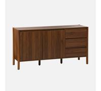 Sweeek - Wood Decor Sideboard 2 Doors 3 Drawers 150Cm Harmony Walnut 150X42X78 Cm