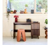 Sweeek - Wood Decor Two-Drawer Desk Linear Walnut 120X48X75 Cm