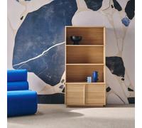 Sweeek - Wood Effect Bookshelf 2 Doors 5 Levels Natural 80X35X160 Cm - Kuba