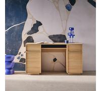 Sweeek - Wood Effect Desk 2 Doors 2 Drawers 1 Niche 140Cm Natural 140X55X77 Cm - Kuba