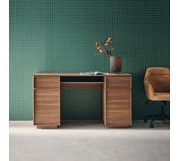 Sweeek - Wood Effect Desk 2 Doors 2 Drawers 1 Niche 140Cm Walnut 140X55X77 Cm - Kuba