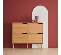 Sweeek - Wood Effect Shoe Cabinet 4 Drawers, Natural, 110X23X96 Cm - Nepal