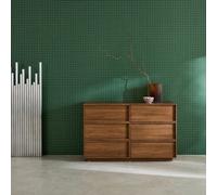 Sweeek - Wood Effect Storage Chest Of Drawers 6 Drawers Walnut -Kuba L 120 X D 43 X H 75Cm