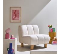 Sweeek - Wooden Armchair With Rounded Legs In Boucle Fabric Angel White 78X90X79 Cm