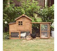 Sweeek - Wooden Chicken Coop For 4 Chickens With Nesting Box Natural 193X62X114.5 Cm - Geline