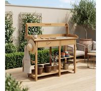 Sweeek - Wooden Potting Table, Capucine, Natural, 117X45X121 Cm