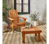 Sweeek - Wooden Retro Garden Deck Chair With Side Table Natural 69X139.2X90 Cm - Adirondack Salamanca