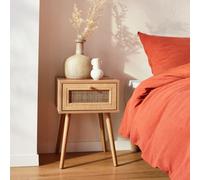 Sweeek - Woven Rattan Bedside Table With Drawer Boheme Natural 39X39X55.4 Cm